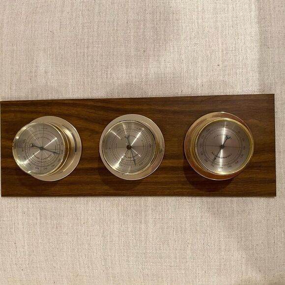 Vintage Springfield Weather Instrument Panel Barometer Temperature Humidity Wall - Picture 12 of 13